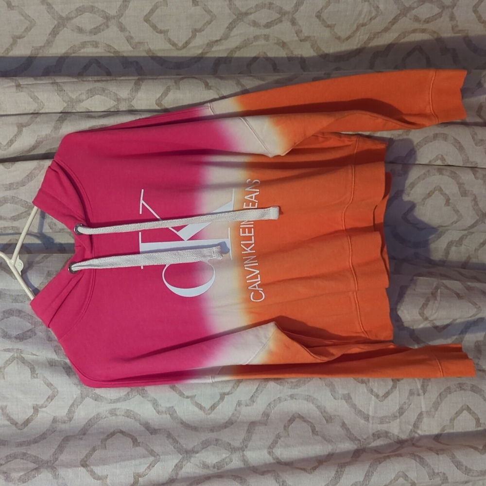 Women's Calvin Klein Jeans orange dip dye hoodie size large